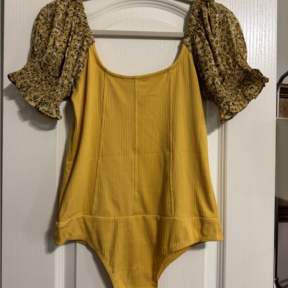 Promesa Yellow Floral Sleeve Bodysuit